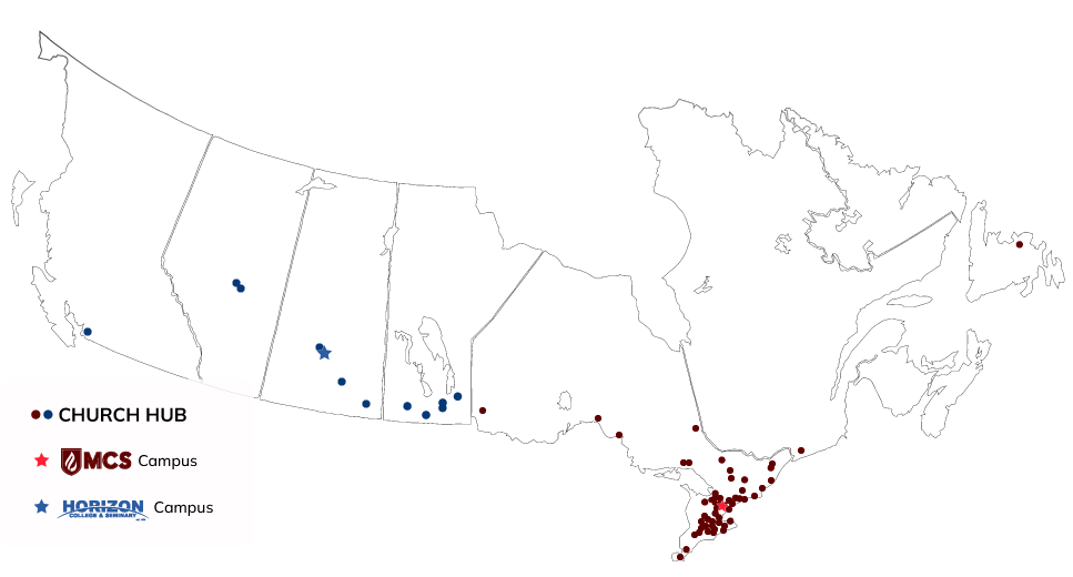 Church Hubs Canada map