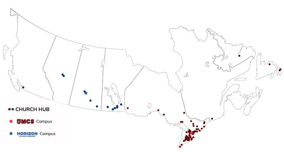 Church Hubs in Canada map